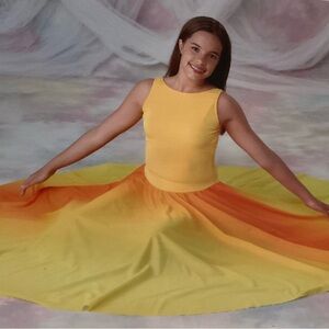 Dance Class Yellow to Orange Gradient Twirl Costume
